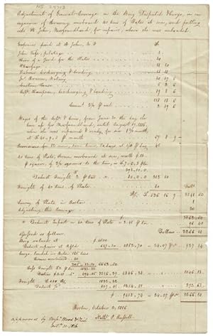 Autograph manuscript signed by Nathl. P. Russell, being an "Adjustment of General Average on the ...