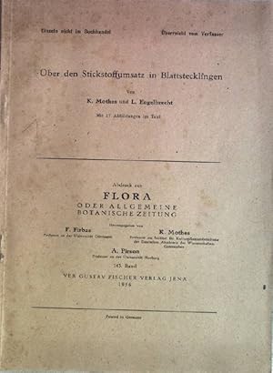 Bild des Verkufers fr ber den Stickstoffumsatz in Blattstecklingen Flora - Oder Allgemeine Botanische Zeitung, 143.band zum Verkauf von books4less (Versandantiquariat Petra Gros GmbH & Co. KG)