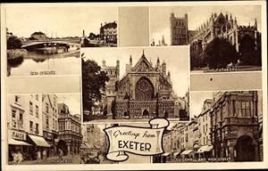 Bild des Verkufers fr Ansichtskarte / Postkarte Exeter South West England, Exe Bridge, Cathedral, High Street, Guildhall zum Verkauf von akpool GmbH