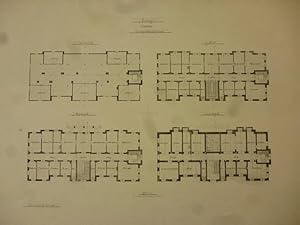 Orig. Mustertafel: Entwurf zu einem herrschaftlichen Wohnhaus. Aus der Mappe " Schüler Entwürfe B...