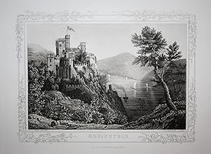 Seller image for Rheinstein" - Burg Rheinstein Trechtingshausen Rhein Bingen Ansicht view Aquatinta Radierung etching for sale by Antiquariat Steffen Vlkel GmbH