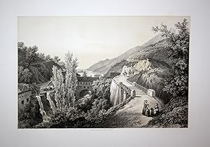 Imagen del vendedor de Vietri-Golfe de Salerne" - Vietri sul Mare Salerno Campania Italien Italy Italia Ansicht view Lithographie lithograph Litho a la venta por Antiquariat Steffen Vlkel GmbH