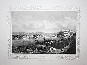 Imagen del vendedor de Coblenz" - Koblenz Rhein Gesamtansicht Ansicht view Aquatinta Radierung etching a la venta por Antiquariat Steffen Vlkel GmbH