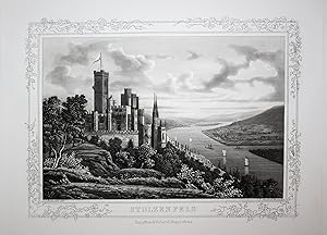 Seller image for Stolzenfels" - Schloss Stolzenfels Koblenz Rhein Ansicht view Aquatinta Radierung etching for sale by Antiquariat Steffen Vlkel GmbH