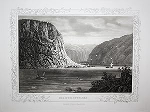 Imagen del vendedor de Der Lurileyfelsen" - Loreley Rhein Felsen Sankt Goarshausen Ansicht view Aquatinta Radierung etching a la venta por Antiquariat Steffen Vlkel GmbH