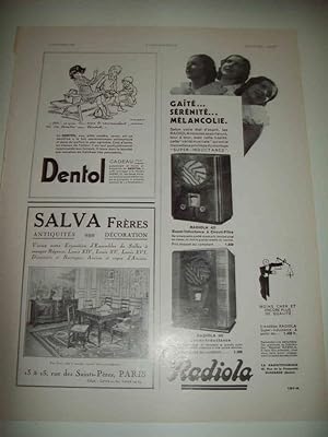Bild des Verkufers fr LAMINA 15182: Publicidad de Dentol, Radiola y Salva Freres zum Verkauf von EL BOLETIN