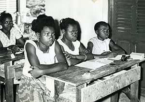 Africa Gabon School girls Class Old Photo 1960