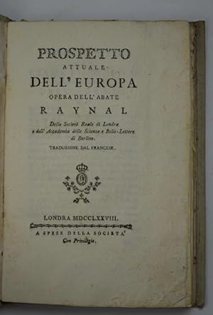 Prospetto attuale dell'Europa& Traduzione dal francese.