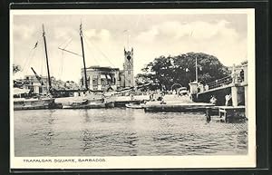 Postcard Barbados, Trafalgar Square, Boote im Hafen