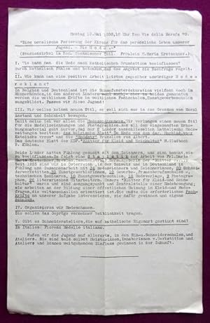 Flugblatt für eine Veranstaltung am 10. Mai 1930 in Rom, Via della Scrofa 70 ("Eine moralische Fo...