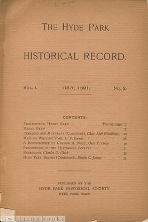 The Hyde Park [Massachusetts] Historical Record, Volume 1, No. 2, 1891