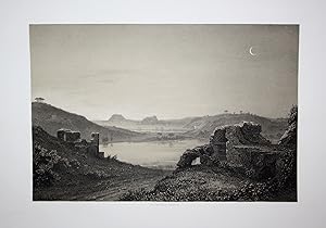 Immagine del venditore per Billmark" - Lago d'Averno Pozzvoli Napoli Italia Italy Ansicht view Lithographie lithograph Litho venduto da Antiquariat Steffen Vlkel GmbH