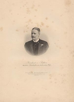 Bild des Verkufers fr Bernhard v. Blow. Stahlstich-Portrt von Weger nach einer Photographie. zum Verkauf von Antiquariat Dennis R. Plummer