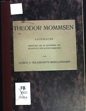 Imagen del vendedor de Theodor Mommsen, Ansprache a la venta por books4less (Versandantiquariat Petra Gros GmbH & Co. KG)