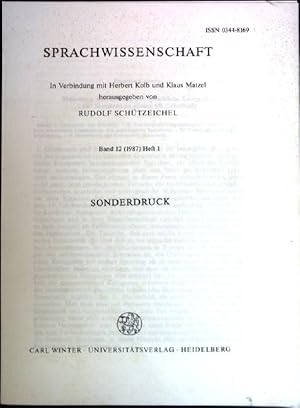 Bild des Verkufers fr Sprachwissenschaft Sonderdruck, Band 12, Heft 1 zum Verkauf von books4less (Versandantiquariat Petra Gros GmbH & Co. KG)