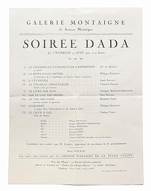 Seller image for [Affiche Dada] Tract Dada - Soire Dada  la Galerie Montaigne le vendredi 10 juin 1921  la Galerie Montaigne for sale by Librairie Le Feu Follet