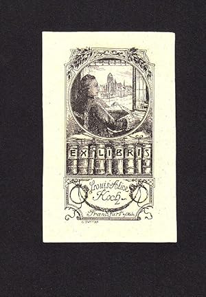 Klischee "Ex Libris Louis-Alice Koch Frankfurt a/Main", ca. 11,0 cm x 7,0 cm. Im Druck signiert. ...