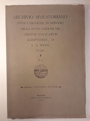 Bild des Verkufers fr Archivio Muratoriano Studi e Ricerche in Servigio Della Nuova Edizione Dei "Rerum Italicarum Scriptores" Di L. A. Muratori No. 22 zum Verkauf von Lost Time Books