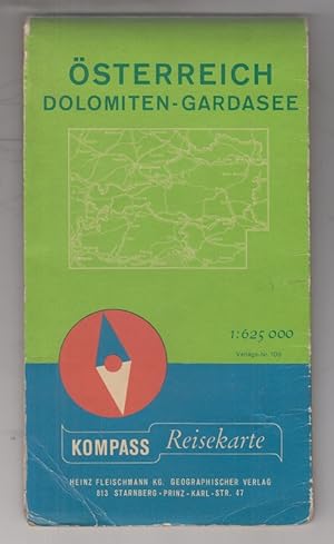 Bild des Verkufers fr Kompass Reisekarte: sterreich, Dolomiten, Gardasee. Nummer 109. Kolorierte Landkarte / Karte. zum Verkauf von Allguer Online Antiquariat