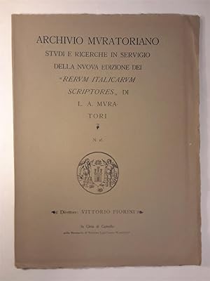 Bild des Verkufers fr Archivio Muratoriano Studi e Ricerche in Servigio Della Nuova Edizione Dei "Rerum Italicarum Scriptores" Di L. A. Muratori No. 16 zum Verkauf von Lost Time Books