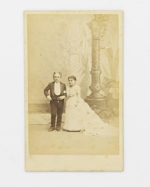 A carte de visite of Count Primo Magri (1849-1920), an Italian dwarf, and his wife, Lavinia Warre...