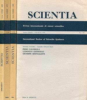 Immagine del venditore per Scientia. 1979 - Annus LXXIII - Volume 114 - 4 fascicoli (numeri I-IV, V-VIII, IX-XII, Supplement) venduto da Studio Bibliografico Marini