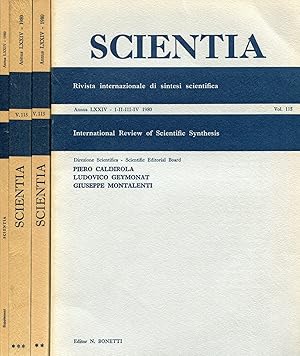Immagine del venditore per Scientia. 1980 - AnnusLXXIV - Volume115 - 4 fascicoli (numeri I-IV, V-VIII, IX-XII, Supplement) venduto da Studio Bibliografico Marini