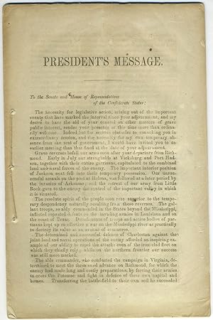 (CSA) President's Message. To the Senate and House of Representatives of the Confederate States: ...