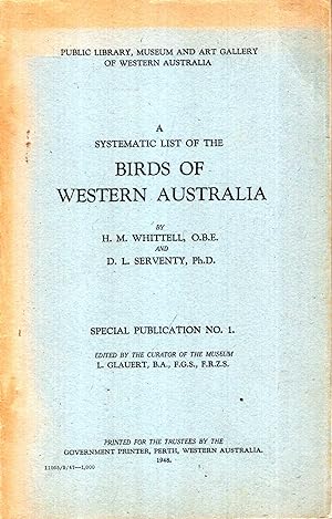Seller image for A Systematic List of the Birds of Western Australia for sale by Pendleburys - the bookshop in the hills