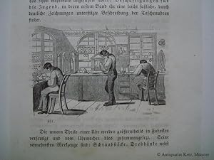 Bild des Verkufers fr Uhrmacherwerkstatt - Holzschnitt auf Textseite. Bildgre: 6 x 9,5 cm. zum Verkauf von Antiquariat Hans-Jrgen Ketz