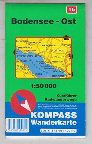 Bild des Verkufers fr Kompass Wanderkarte: Bodensee - Ost. Nummer 1b. Kurzfhrer Radwanderwege. Kolorierte Landkarte / Karte. zum Verkauf von Allguer Online Antiquariat