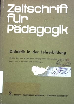 Bild des Verkufers fr Zeitschrift fr Pdagogik: Didaktik in der Lehrerbildung, 2. Beiheft. zum Verkauf von books4less (Versandantiquariat Petra Gros GmbH & Co. KG)
