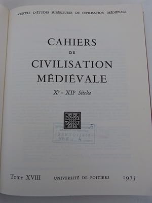 Bild des Verkufers fr Cahiers de civilisation mdivale. Xe - XIIe Sicles. Tome XVIII (1975). zum Verkauf von Antiquariat Bookfarm