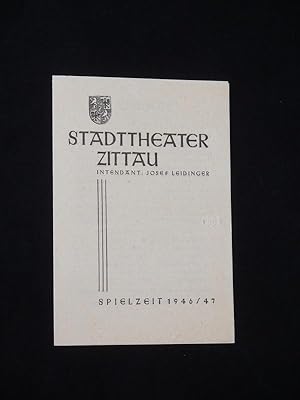 Immagine del venditore per Programmzettel Stadttheater Zittau 1946/47. FIDELIO nach Bouilly von Sonnleithner/ Treitschke, Beethoven (Musik). Musikal. Ltg.: Heinz Hoeglauer, Regie: Heinrich Kreutz, Bhnenbild/ Kostme: Manfred Hinzpeter. Mit Georg Vge, Kurt Erdenberger, Franz Meder, Hildegard Ostkamp-Blumer, Fritz Hoppe, Charlotte Grosse, Heinrich Bach, Arthur Sauer, Fritz Olbrich venduto da Fast alles Theater! Antiquariat fr die darstellenden Knste