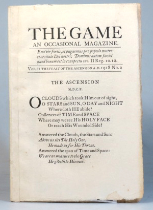 Imagen del vendedor de The Game. An Occasional Magazine. Vol. II. No. 2. The Feast of Ascension 1918 a la venta por Bow Windows Bookshop (ABA, ILAB)