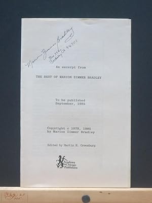 Seller image for The Best of Marion Zimmer Bradley ( Signed Excerpt of 28 pages) for sale by Tree Frog Fine Books and Graphic Arts