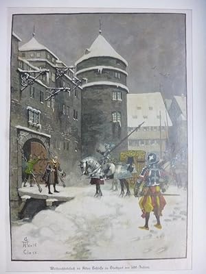 Orig. kolorierter Lichtdruck: Weihnachtsbesuch im Alten Schlosse zu Stutgart vor 500 Jahren. Nach...