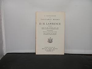 Melvin Rare Books, St John's Road, Edinburgh- A Catalogue of Valuable Books by D H Lawrence inclu...