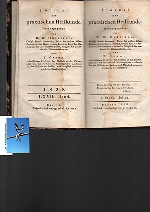 Imagen del vendedor de Neues Journal der practischen Heilkunde. Band LXVII. Zweiundsechzigster Band. In 6 Stcken. [Julius-December]. Mit zwei ausklappbaren Kupfern. a la venta por Antiquariat Schrter -Uta-Janine Strmer