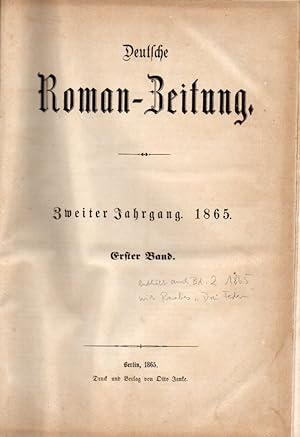 Bild des Verkufers fr Deutsche Roman-Zeitung Zweiter Jahrgang 1865 Erster und Zweiter Band zum Verkauf von Clivia Mueller