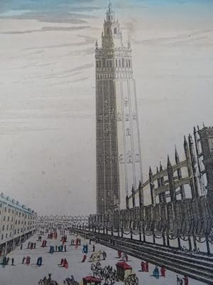 Vue Perspective de la Bouvre de Seville et de la Gde Rue. Kolor. Guckkastenkupfer von Daumont. Pa...