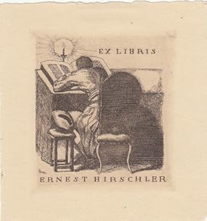 Bild des Verkufers fr Ex Libris Ernest Hirschler. Sitzend Lesender (Rckenfigur). zum Verkauf von Antiquariat  Braun