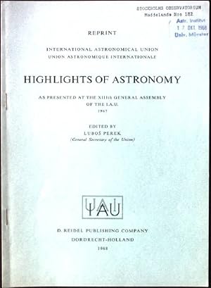 Imagen del vendedor de Highlights of Astronomy, as Presented at the XIIIth General Assembly of th I.A.U. a la venta por books4less (Versandantiquariat Petra Gros GmbH & Co. KG)