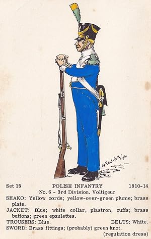 Seller image for Polish Infantry 3rd Division Voltigeur Napoleonic War Uniform PB Postcard for sale by Postcard Finder