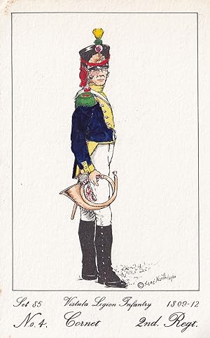 Seller image for Vistula Legion Infantry Polish Cornet Soldier Napoleonic War Uniform Postcard for sale by Postcard Finder