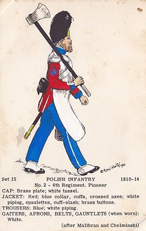 Seller image for Polish Infantry 4th Regiment Pioneer Napoleonic War Uniform PB Postcard for sale by Postcard Finder