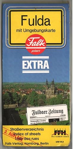 Stadtplan Fulda : mit Umgebungskarte ; Strassenverzeichnis ; Maßstab 1 : 15 000. Rückseite mit Üb...