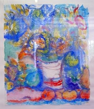 O.T. - Blumenstrauss in Vase . Aquarell.