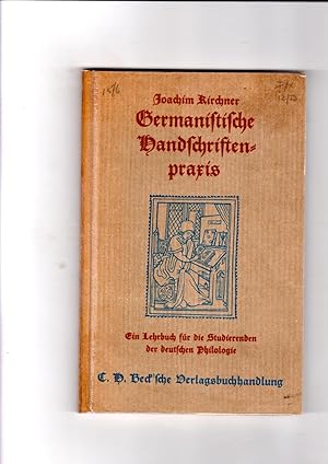 Imagen del vendedor de Germanistische Handschriftenpraxis a la venta por Gwyn Tudur Davies