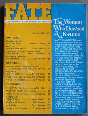 Immagine del venditore per FATE (Pulp Digest Magazine); Vol. 26, No. 10, Issue 283, October 1973 True Stories on The Strange, The Unusual, The Unknown - The Woman Who Dowsed a Fortune; The Magic Amulets of Ancient Egypt; Solving the Mystery of the Seip Mound Coin venduto da Comic World